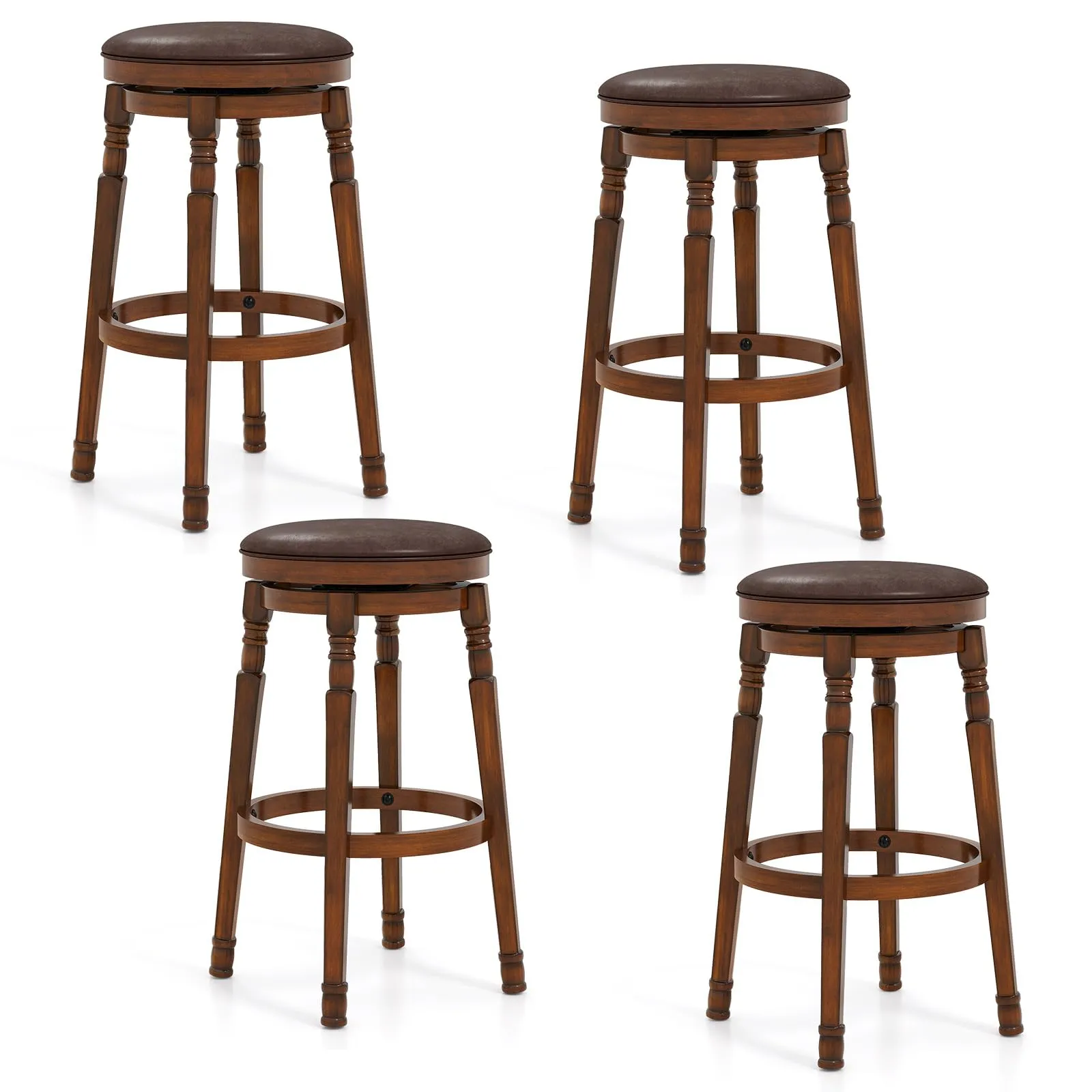 Giantex Swivel Bar Stools Set with Faux Leather Padded Seat