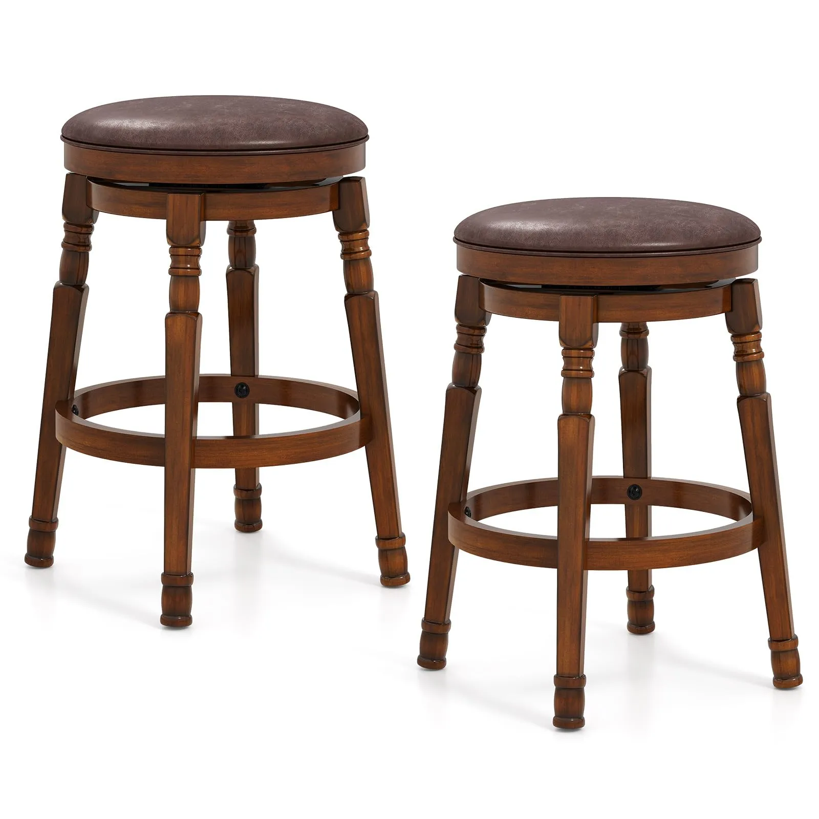 Giantex Swivel Bar Stools Set with Faux Leather Padded Seat kitchen barstool, adjustable bar stool
