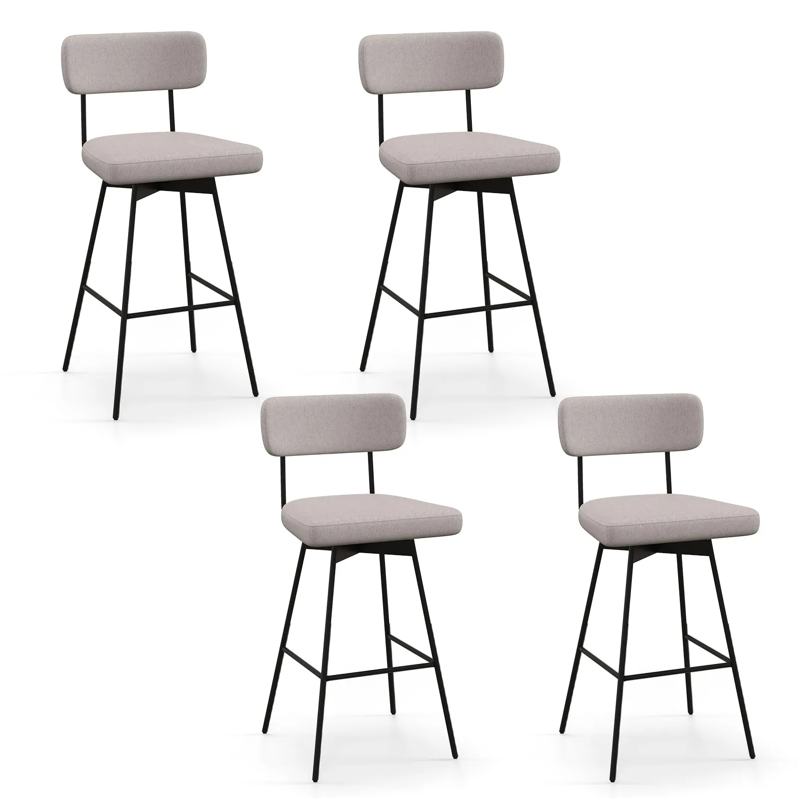 Giantex Swivel Bar Stools,  Upholstered Bar Height Bar Chairs w/Padded Seat & Backrest