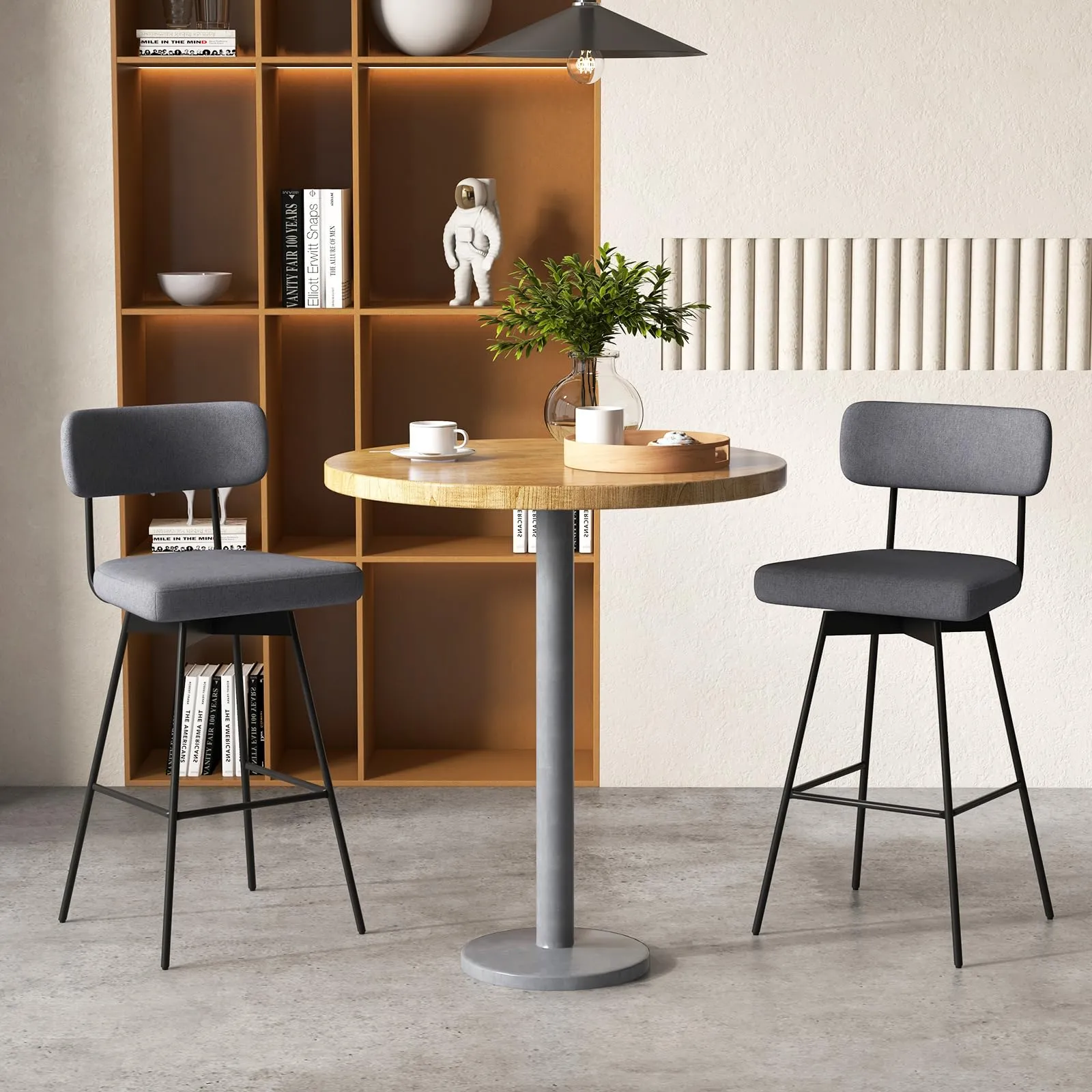 Giantex Swivel Bar Stools,  Upholstered Bar Height Bar Chairs w/Padded Seat & Backrest