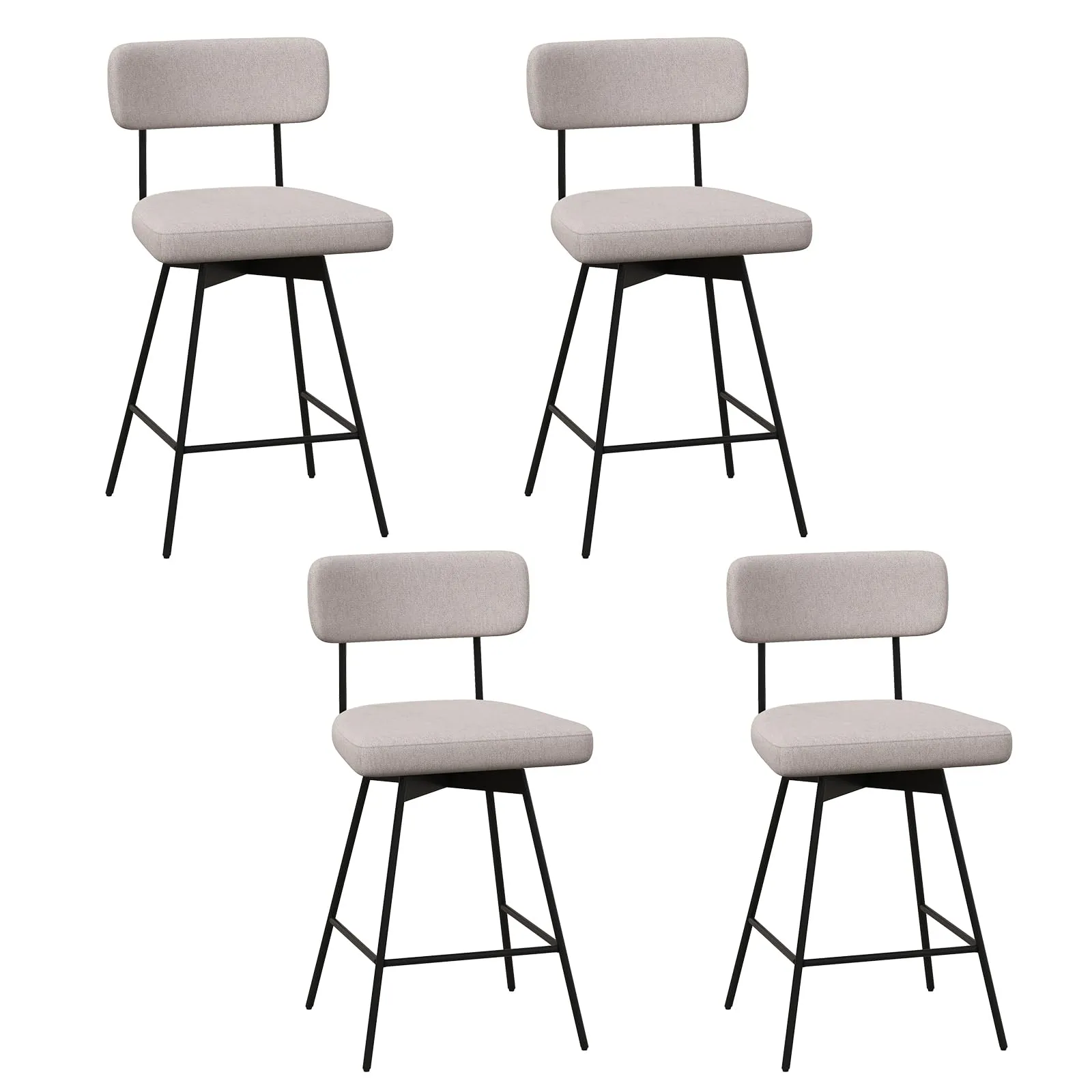 Giantex Swivel Bar Stools,  Upholstered Bar Height Bar Chairs w/Padded Seat & Backrest
