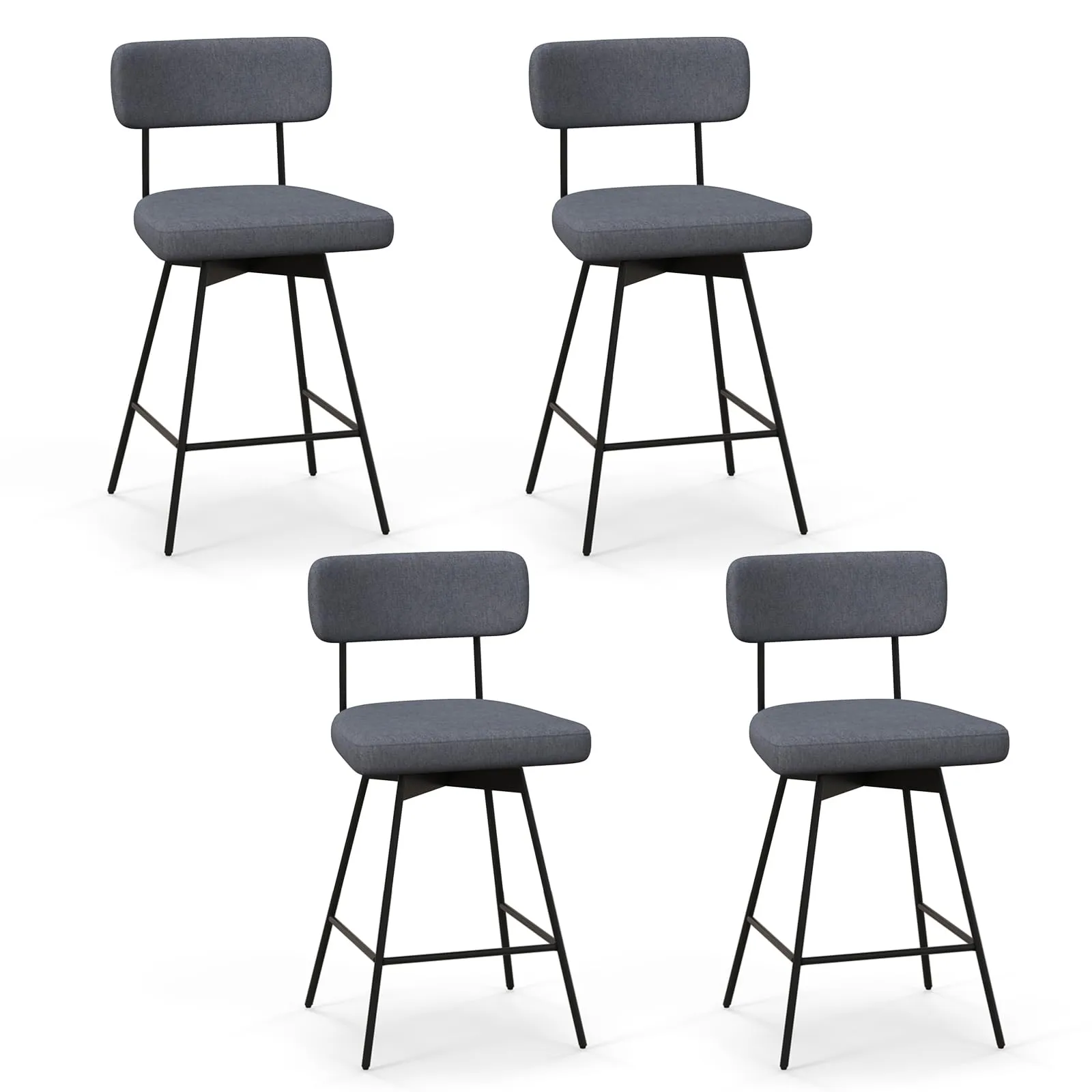 Giantex Swivel Bar Stools,  Upholstered Bar Height Bar Chairs w/Padded Seat & Backrest