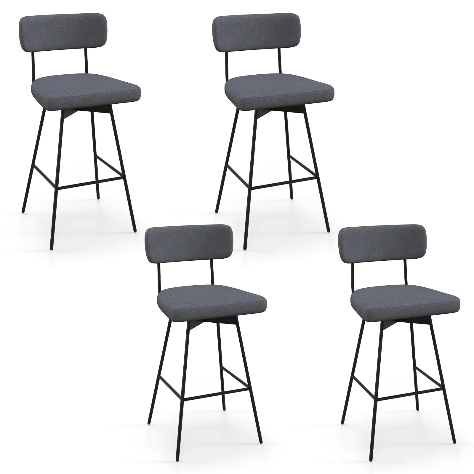 Giantex Swivel Bar Stools,  Upholstered Bar Height Bar Chairs w/Padded Seat & Backrest