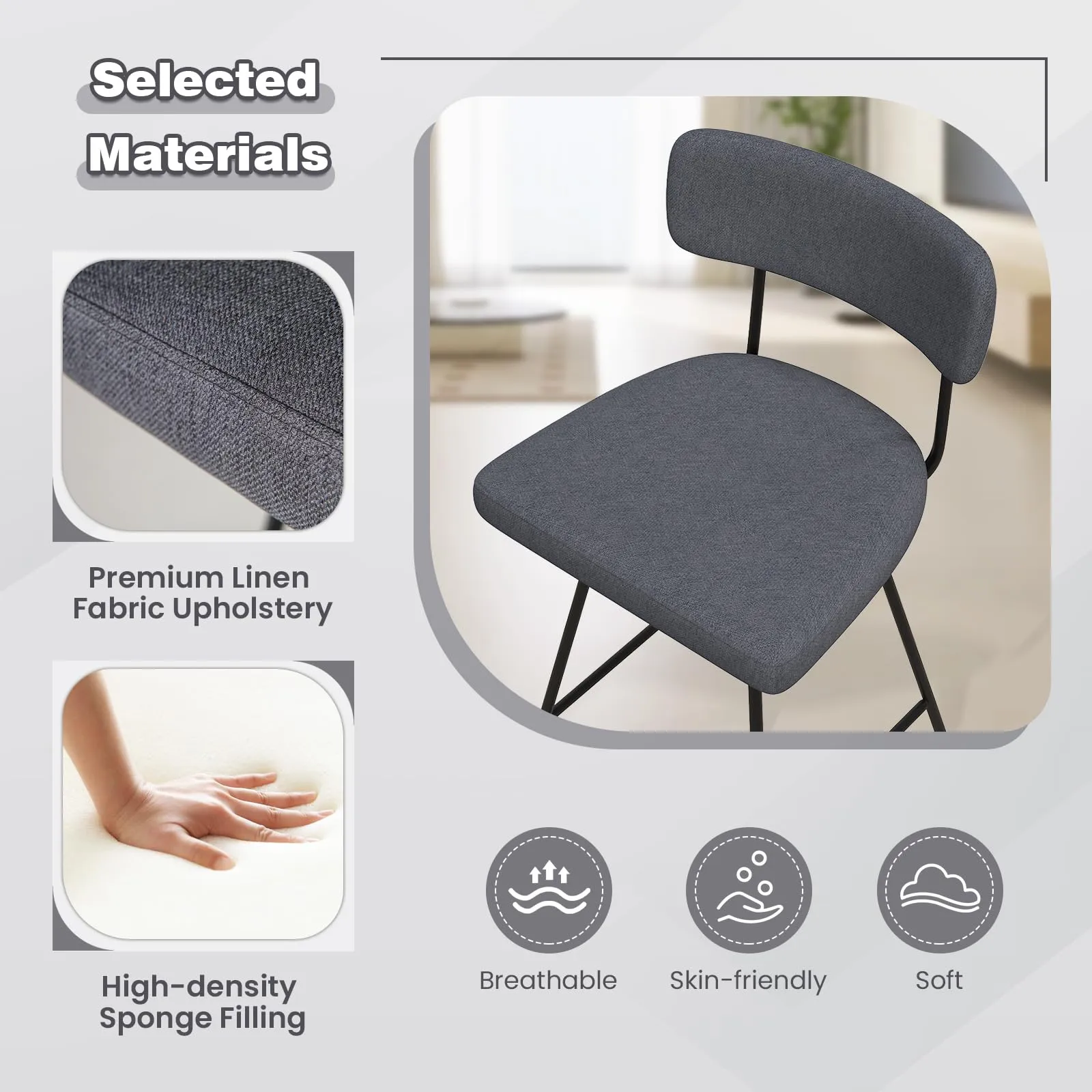 Giantex Swivel Bar Stools,  Upholstered Bar Height Bar Chairs w/Padded Seat & Backrest