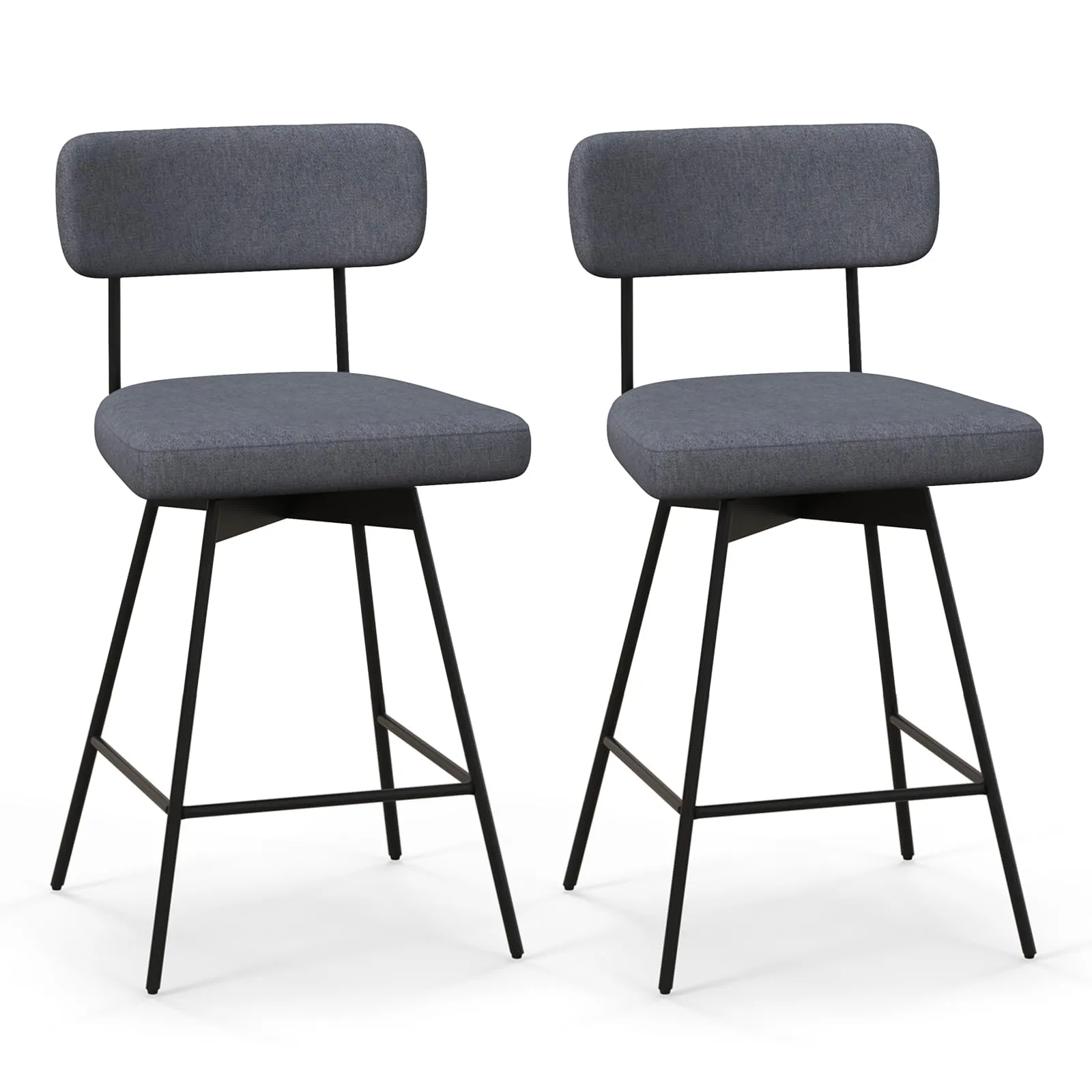 Giantex Swivel Bar Stools,  Upholstered Bar Height Bar Chairs w/Padded Seat & Backrest