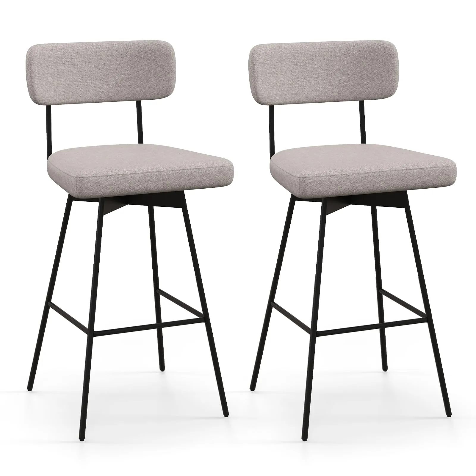 Giantex Swivel Bar Stools,  Upholstered Bar Height Bar Chairs w/Padded Seat & Backrest