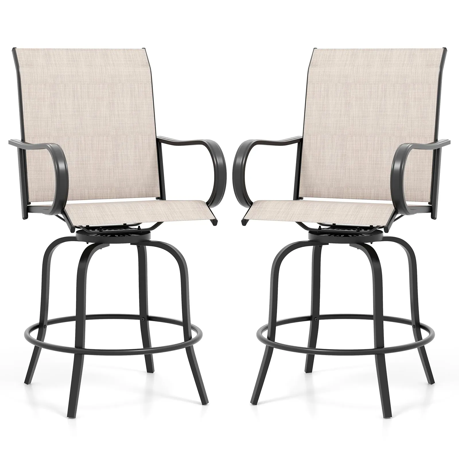 Giantex Swivel Outdoor Bar Stools, All-Weather Bar Height Patio Chairs