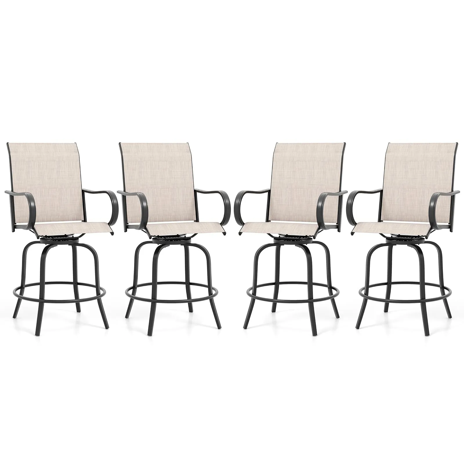 Giantex Swivel Outdoor Bar Stools, All-Weather Bar Height Patio Chairs