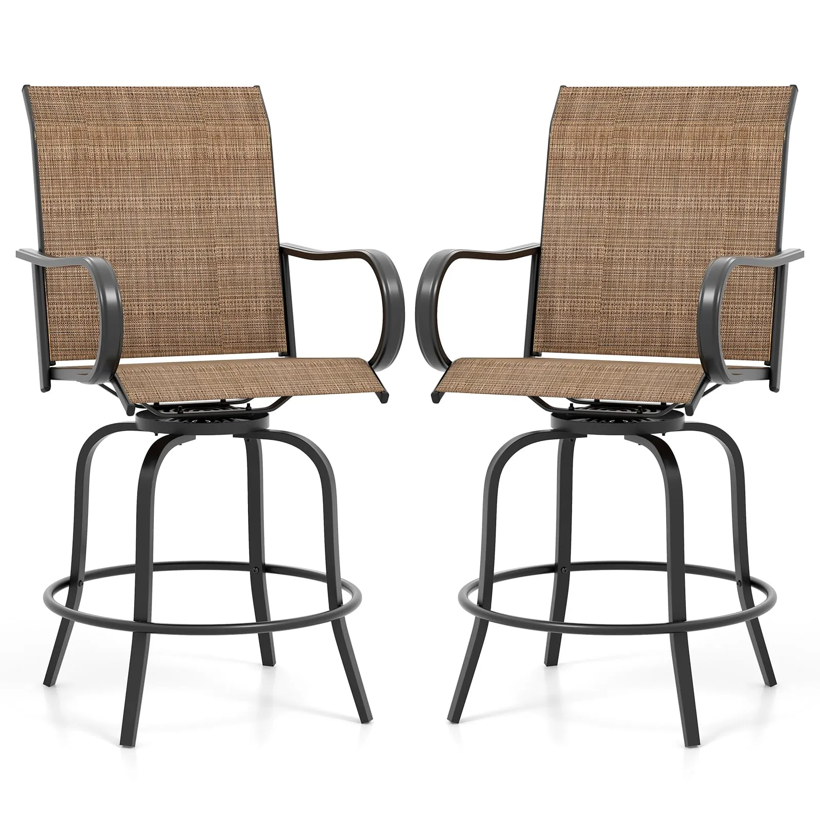 Giantex Swivel Outdoor Bar Stools, All-Weather Bar Height Patio Chairs