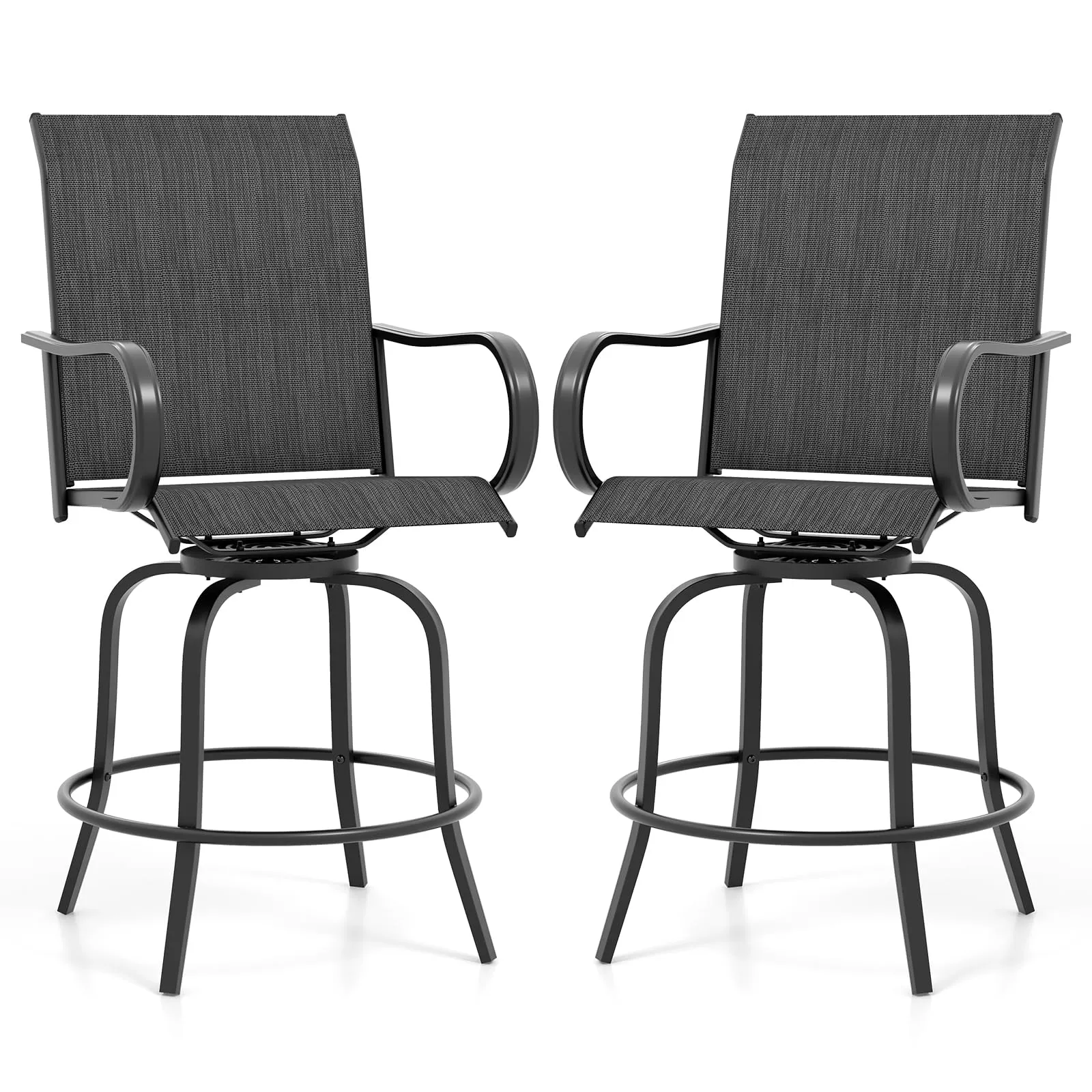 Giantex Swivel Outdoor Bar Stools, All-Weather Bar Height Patio Chairs