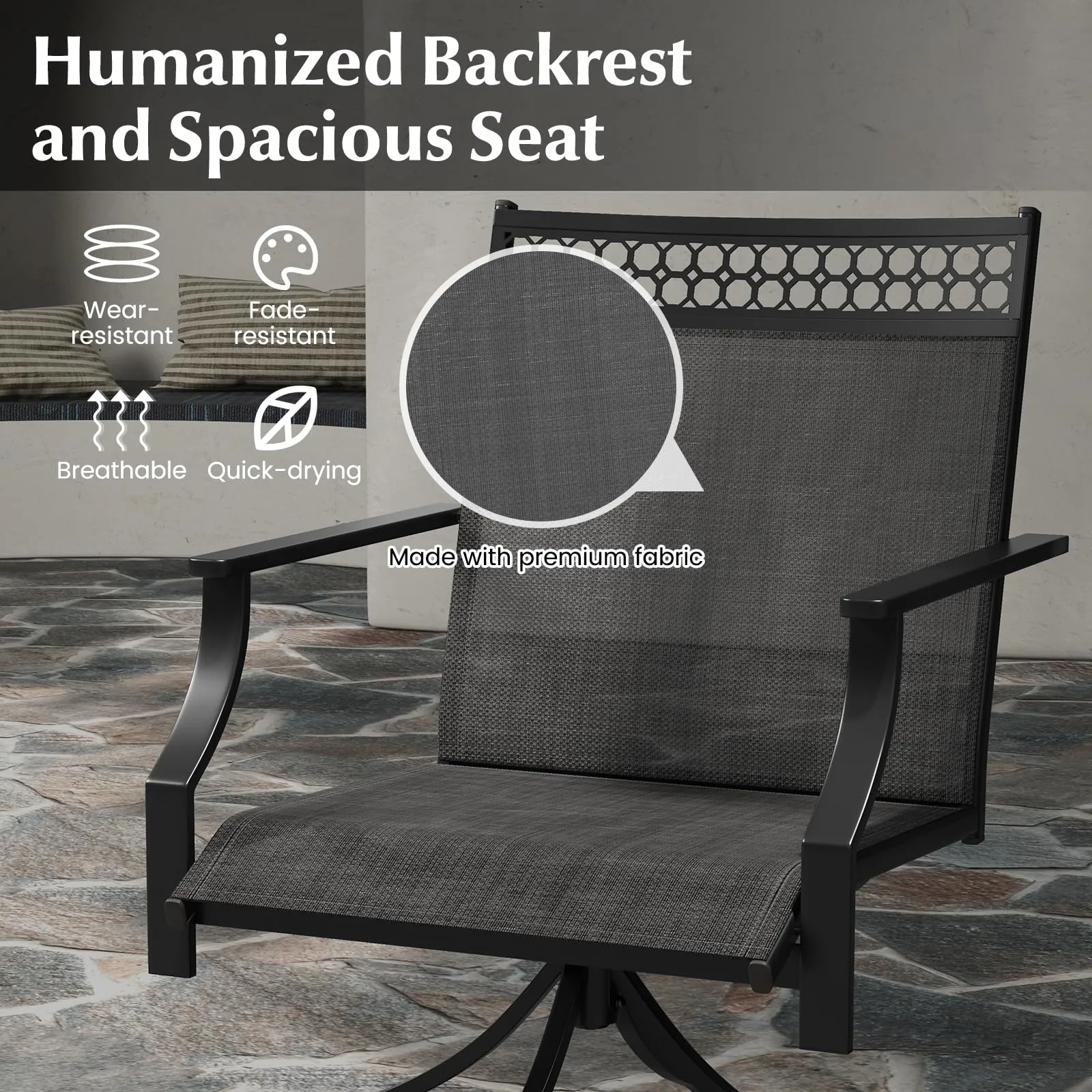 Giantex Swivel Outdoor Chairs,  Patio Dining Chairs, Round Steel Base