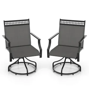 Giantex Swivel Outdoor Chairs,  Patio Dining Chairs, Round Steel Base set of dining chairs, wooden chairs