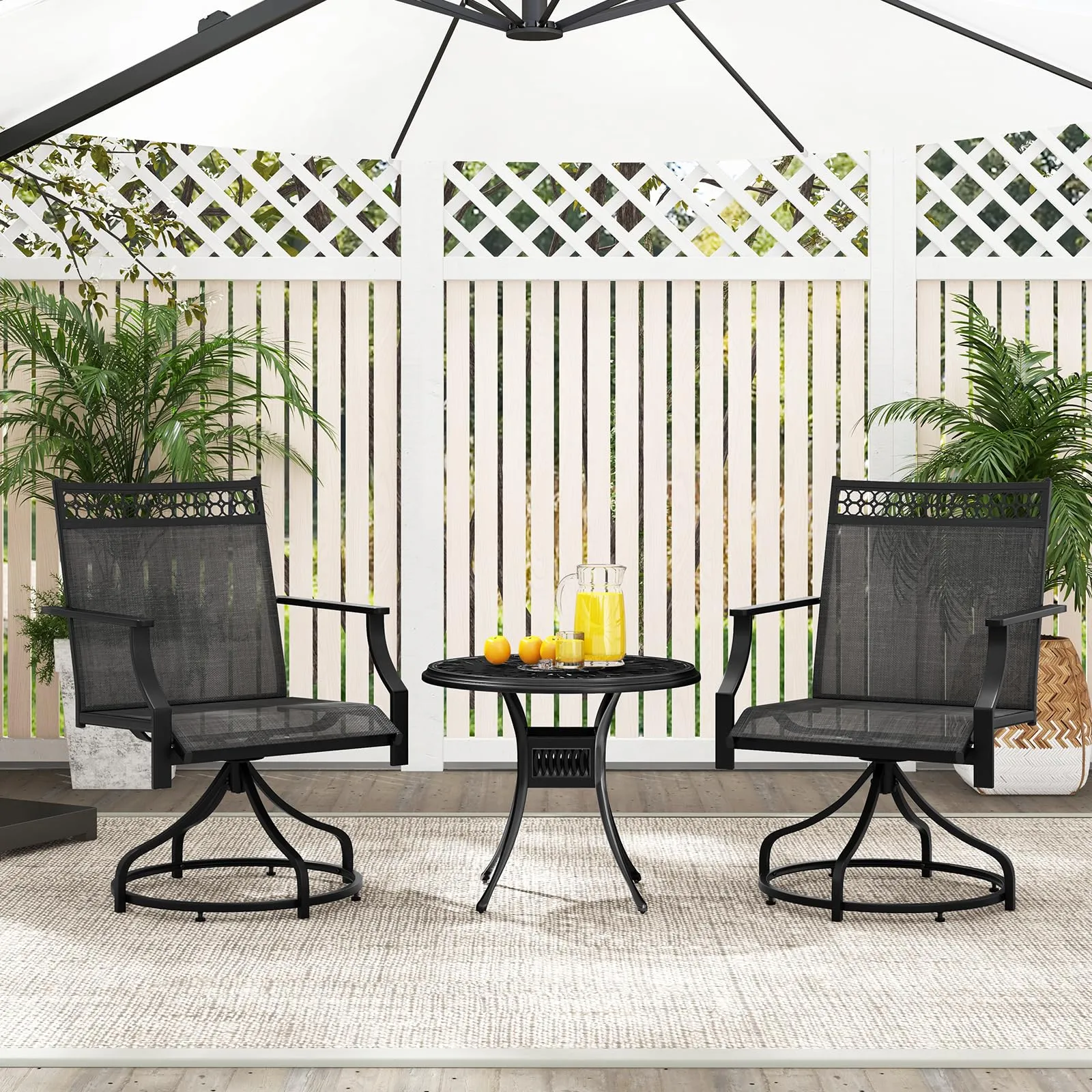 Giantex Swivel Outdoor Chairs,  Patio Dining Chairs, Round Steel Base