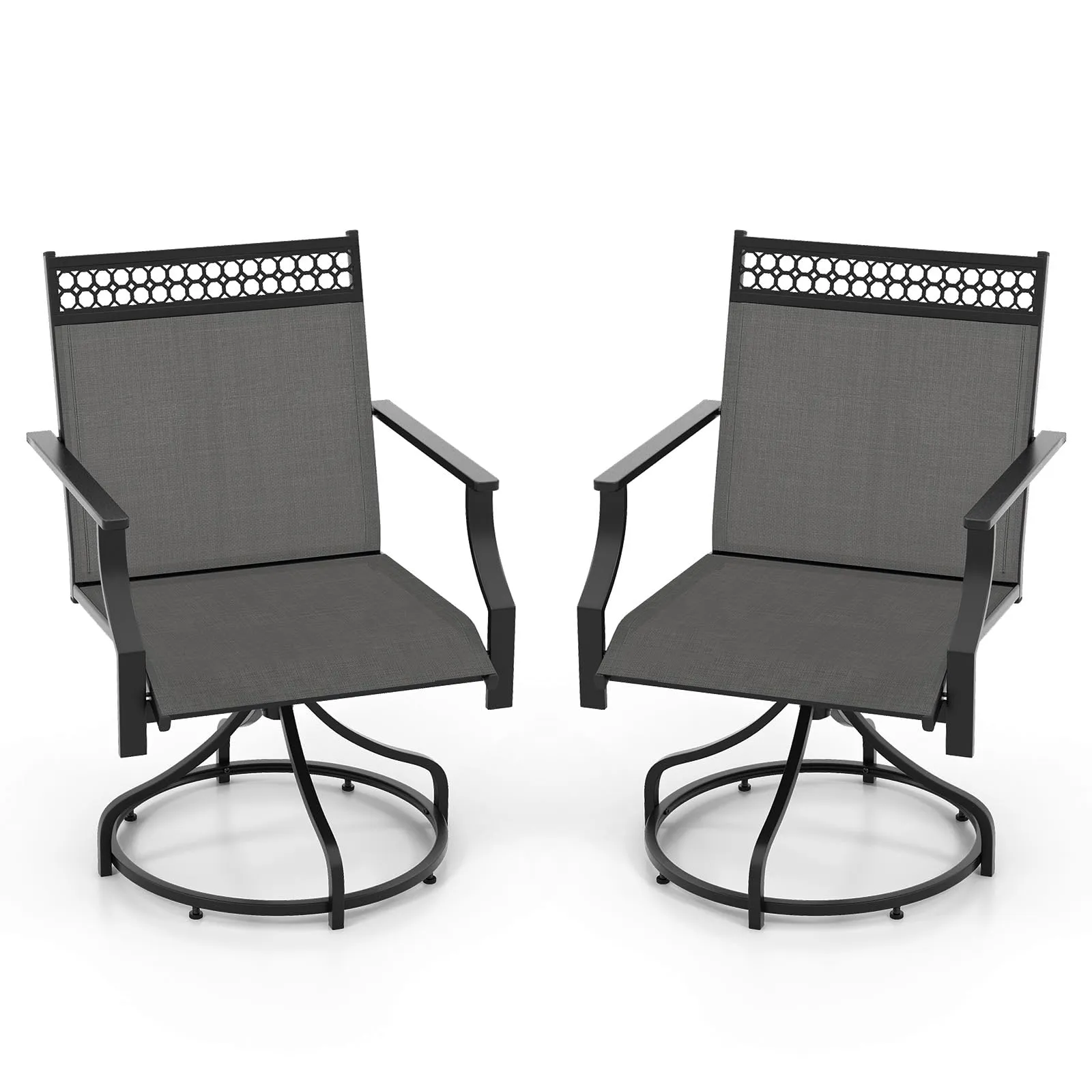 Giantex Swivel Outdoor Chairs,  Patio Dining Chairs, Round Steel Base