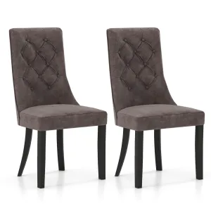 Giantex Tufted Dining Chairs, Upholstered Kitchen Chairs w/High Backrest, Rubber Wood Legs set of dining chairs, wooden chairs