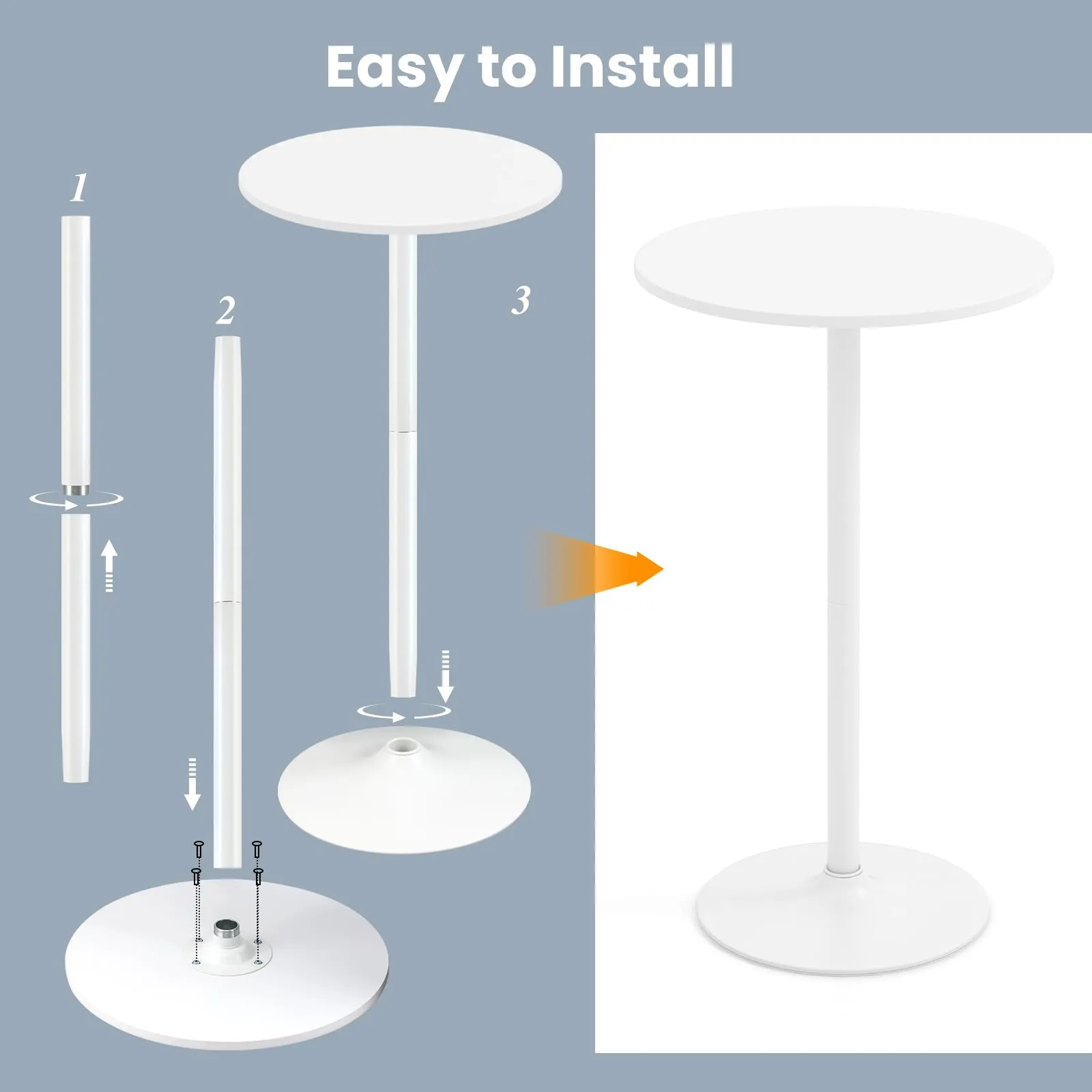 Giantex Two-in-one Bar Table with Detachable Pole, Metal Base, 24" Round Top, 40"/22" Two Convertible Height