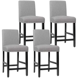 Giantex Upholstered Counter Height Bar Stools w/ Rubber Wood Legs, Breathable Linen Fabric kitchen barstool, adjustable bar stool