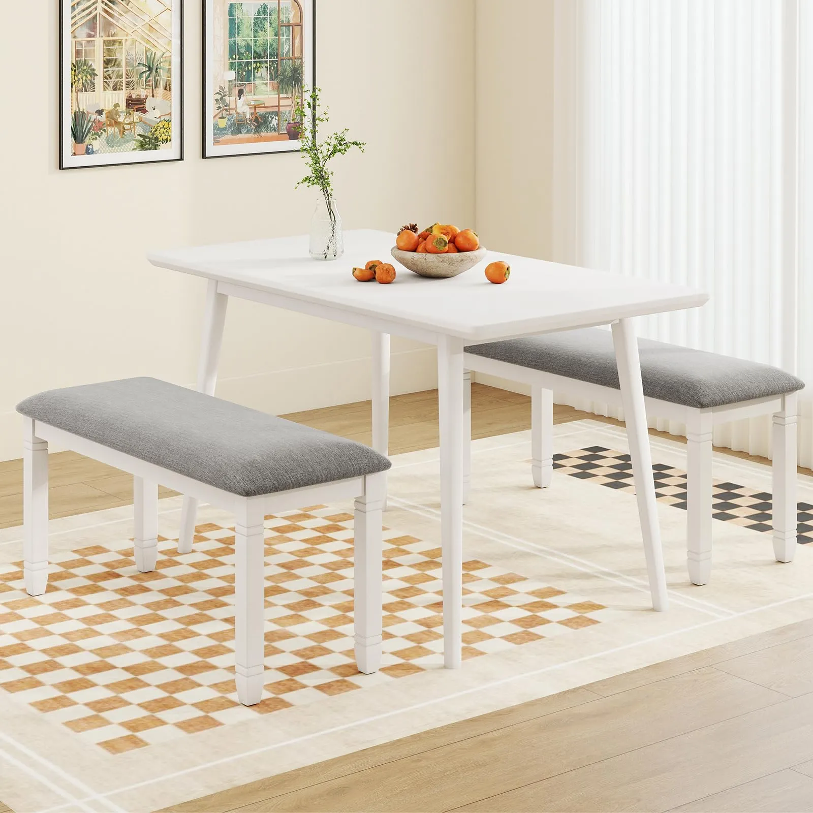 Giantex Upholstered Dining Bench with Padded Seat