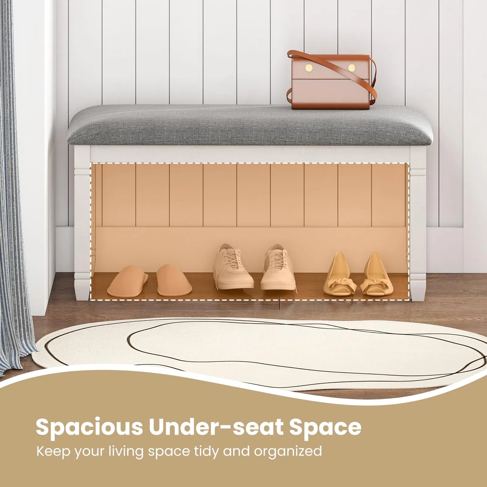 Giantex Upholstered Dining Bench with Padded Seat