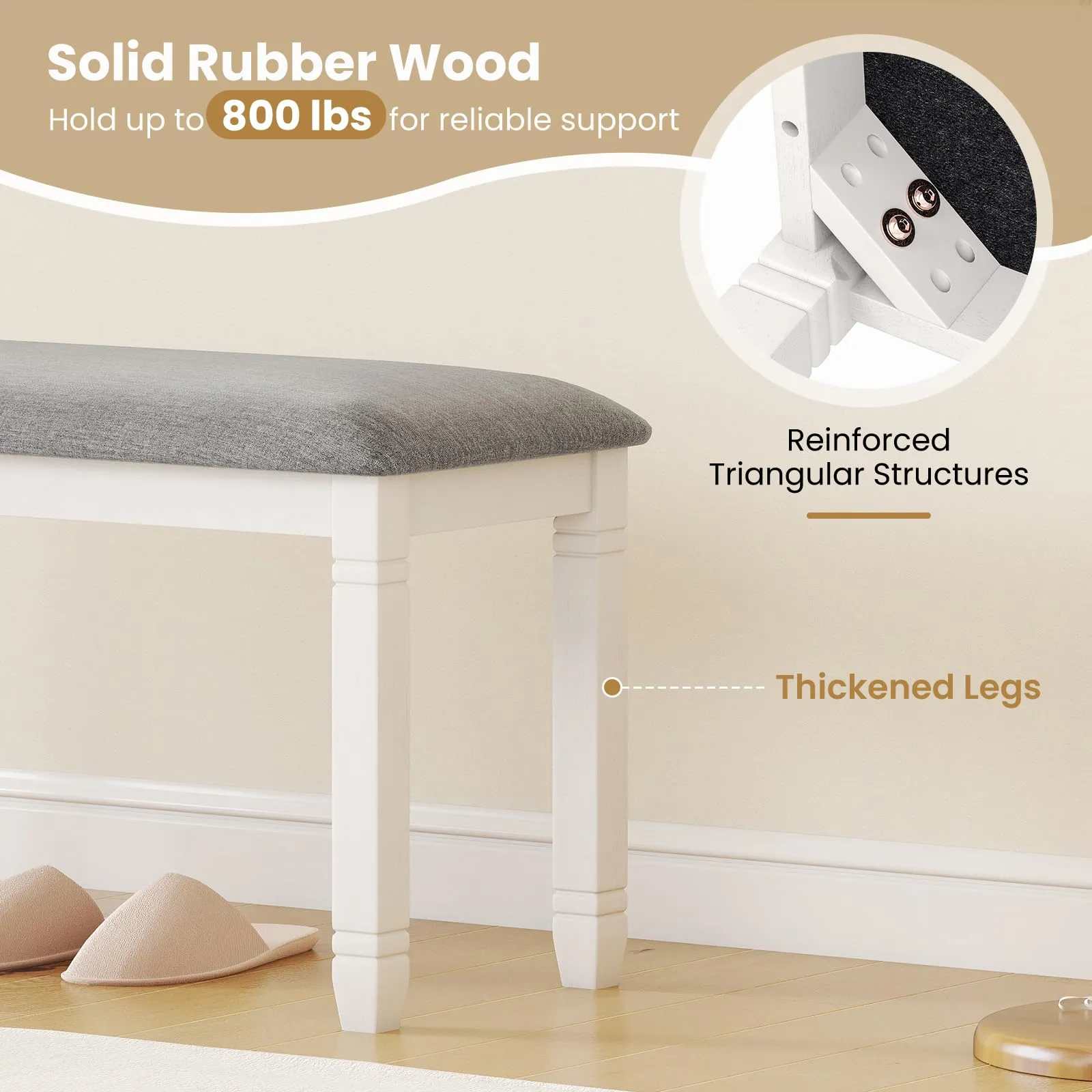 Giantex Upholstered Dining Bench with Padded Seat