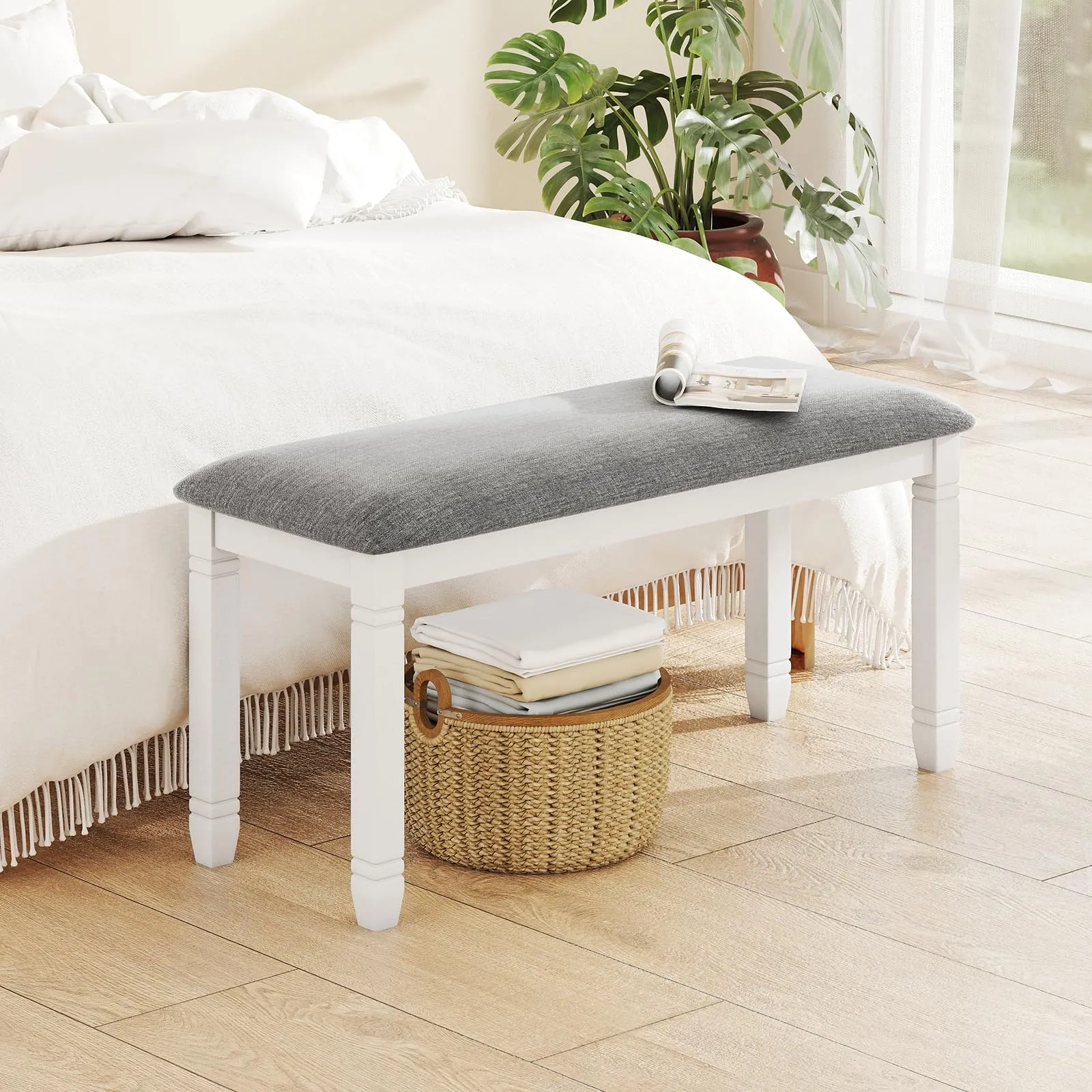 Giantex Upholstered Dining Bench with Padded Seat