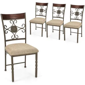 Giantex Upholstered Dining Chair Set, Vintage Metal Dining Chairs with Soft Padded Seat Cushion set of dining chairs, wooden chairs