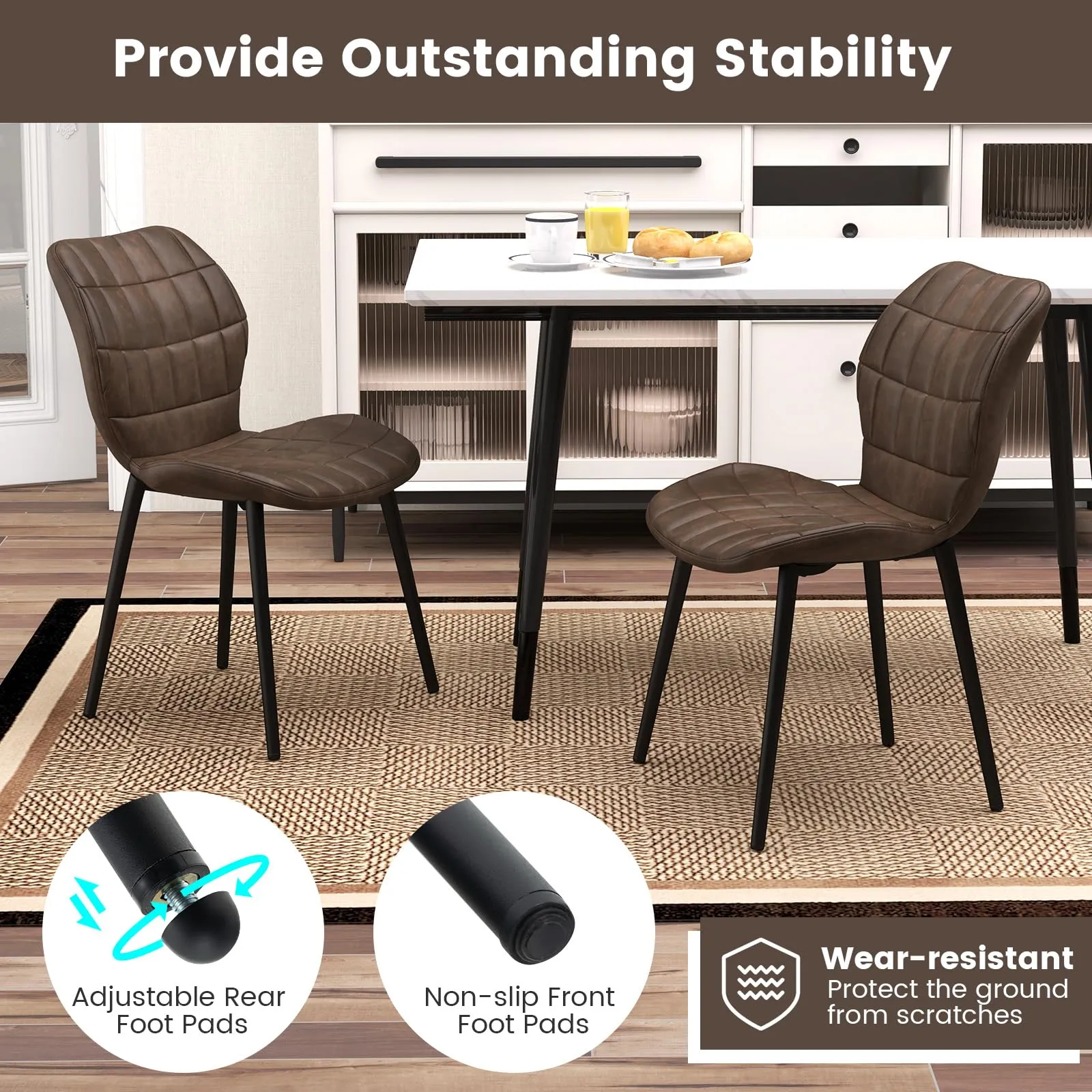 Giantex Upholstered Dining Chairs, Mid Century Retro Kitchen Chairs w/Padded Back & Seat