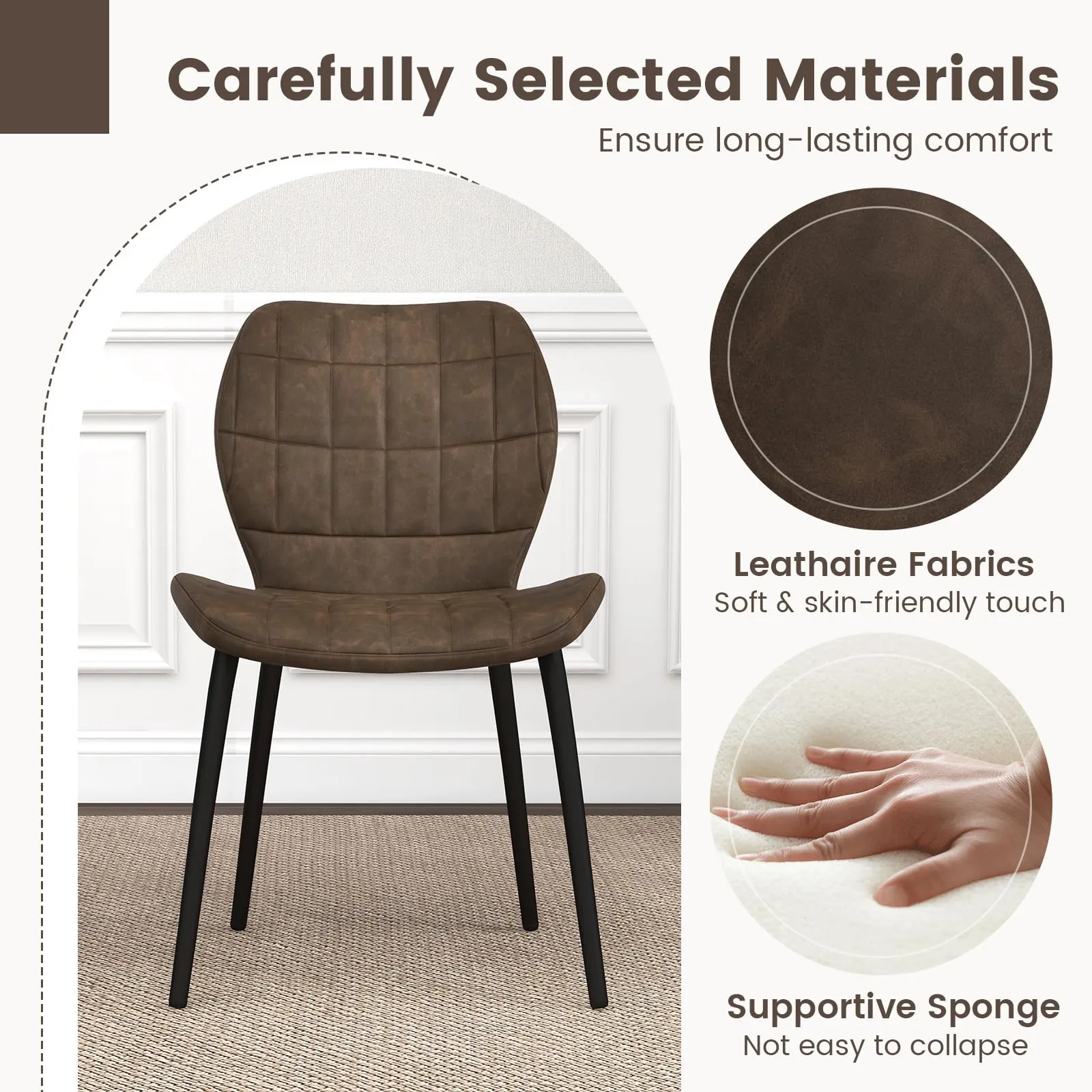 Giantex Upholstered Dining Chairs, Mid Century Retro Kitchen Chairs w/Padded Back & Seat