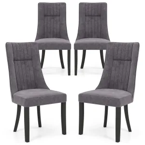 Giantex Upholstered Dining Chairs Set, Channel Tufted Kitchen Chairs w/High Backrest set of dining chairs, wooden chairs