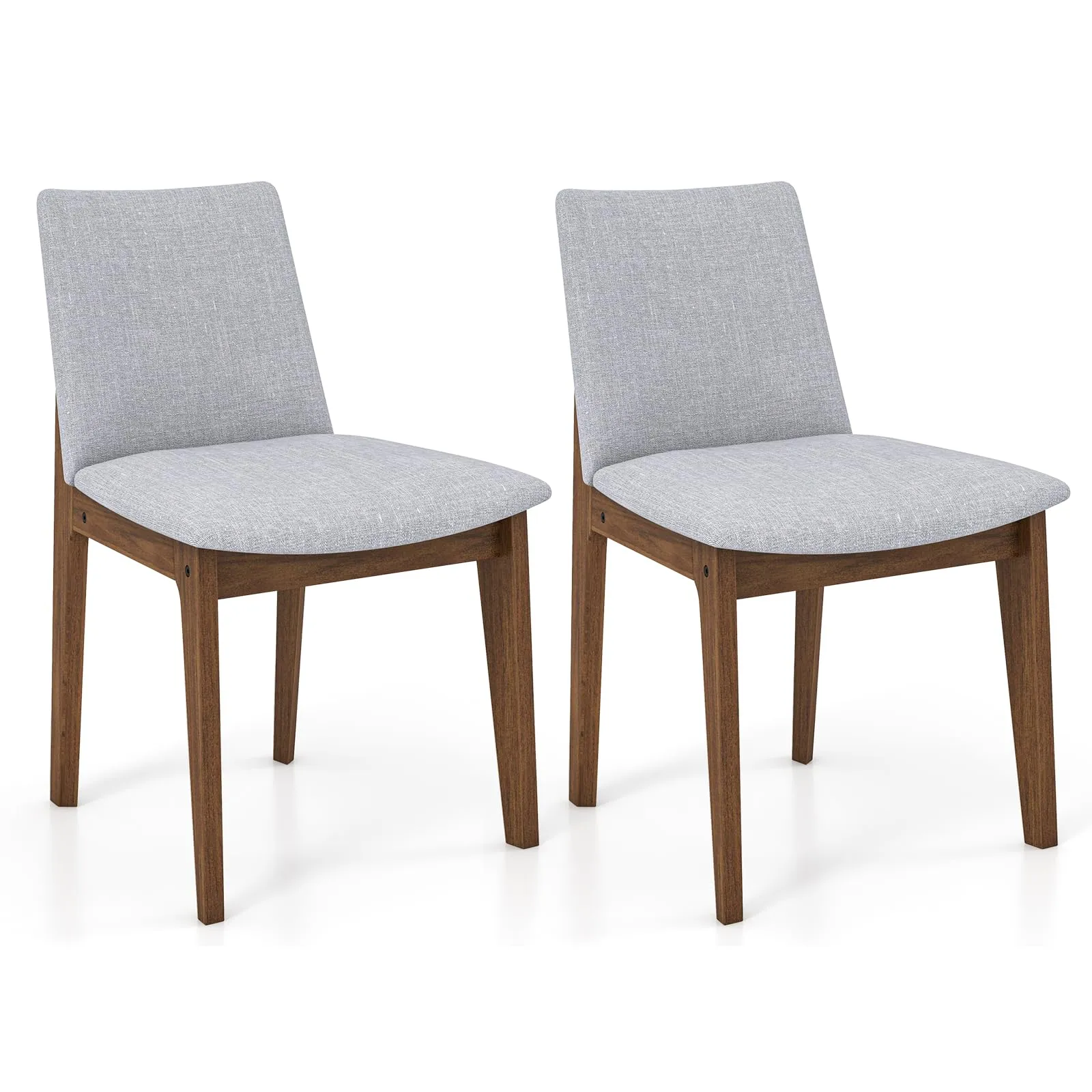 Giantex Upholstered Dining Chairs Set of 2/4, Linen Fabric Wooden Kitchen Chairs w/Rubber Wood Frame