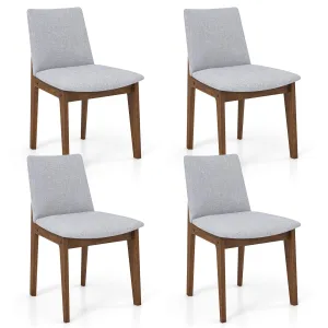 Giantex Upholstered Dining Chairs Set of 2/4, Linen Fabric Wooden Kitchen Chairs w/Rubber Wood Frame set of dining chairs, wooden chairs