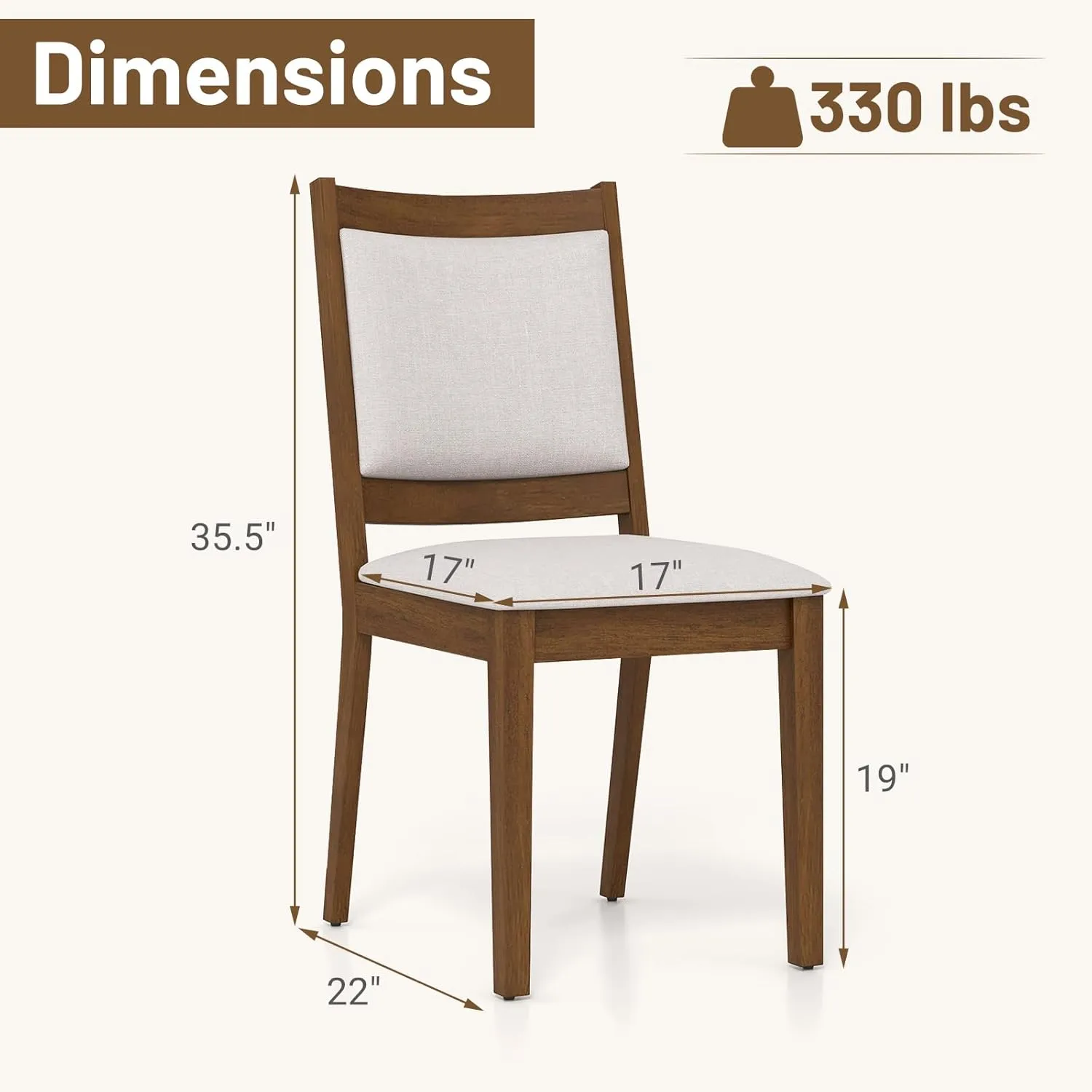 Giantex Upholstered Dining Chairs Set of 2/4, Modern Farmhouse Kitchen Chairs w/Padded Backrest & Cushioned Seat, Rubber Wood Frame