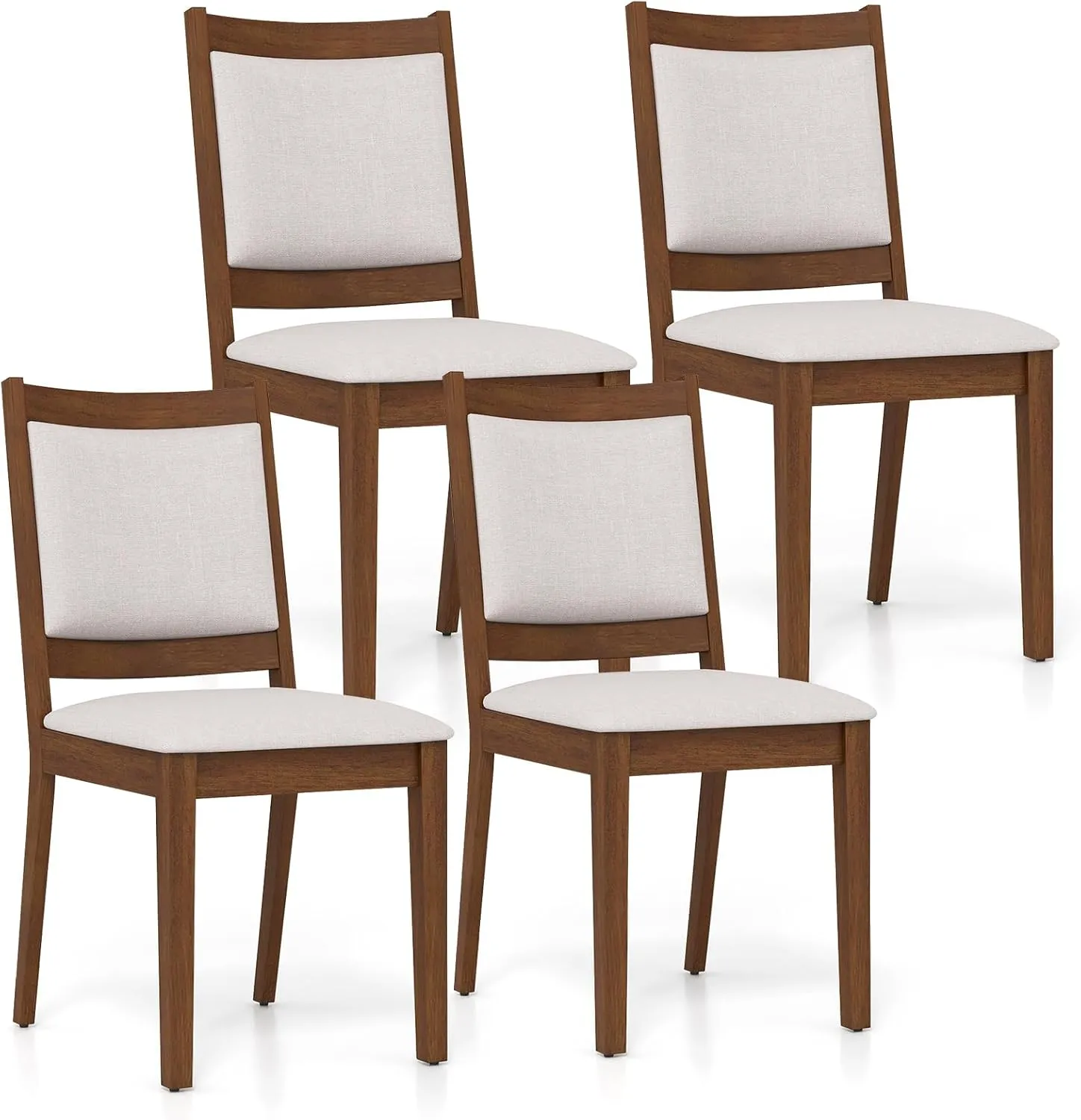 Giantex Upholstered Dining Chairs Set of 2/4, Modern Farmhouse Kitchen Chairs w/Padded Backrest & Cushioned Seat, Rubber Wood Frame