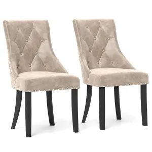 Giantex Upholstered Dining Chairs Set of 2/4, Tufted Wingback Kitchen Chairs w/Solid Wood Legs, Padded Seat set of dining chairs, wooden chairs