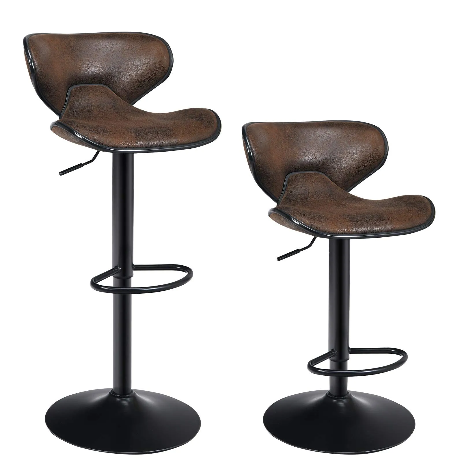 Giantex Vintage Barstools, Swivel Bar Stool with Backrest, Footrest and Height Adjustable, Counter Barstool for Bar