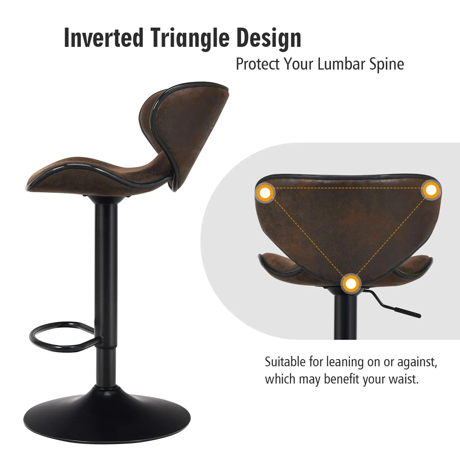Giantex Vintage Barstools, Swivel Bar Stool with Backrest, Footrest and Height Adjustable, Counter Barstool for Bar