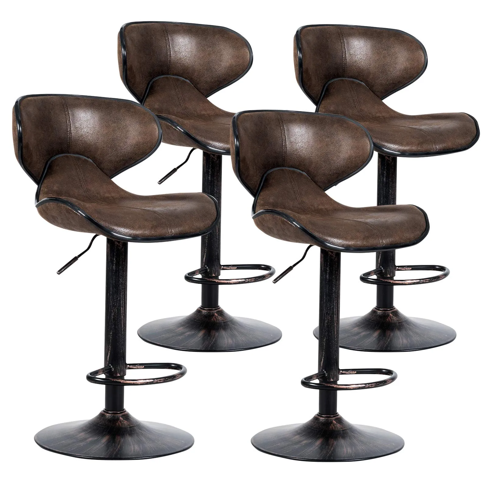 Giantex Vintage Barstools, Swivel Bar Stool with Backrest, Footrest and Height Adjustable, Counter Barstool for Bar kitchen barstool, adjustable bar stool