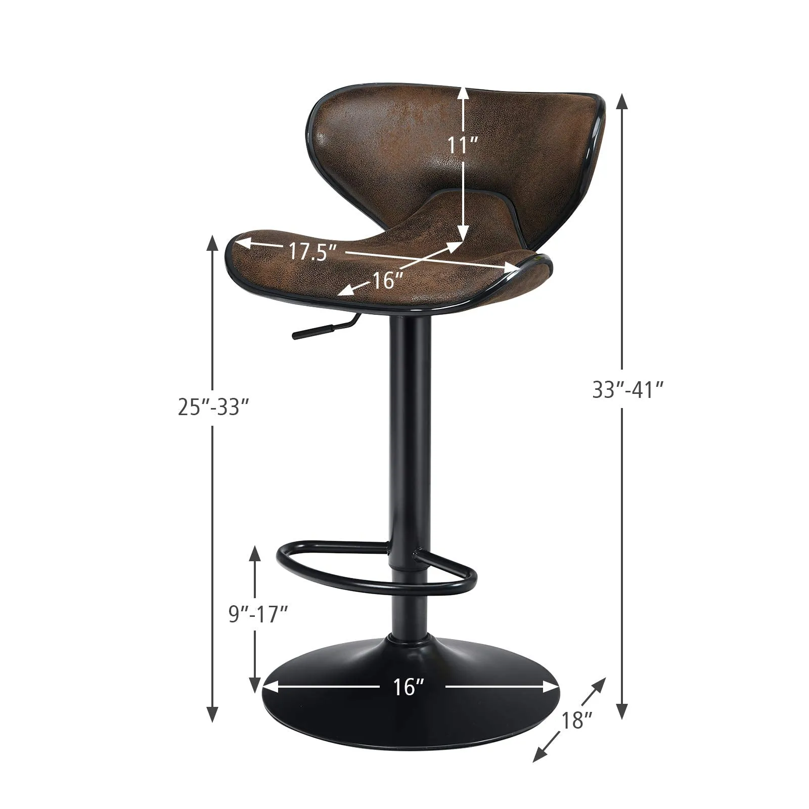 Giantex Vintage Barstools, Swivel Bar Stool with Backrest, Footrest and Height Adjustable, Counter Barstool for Bar