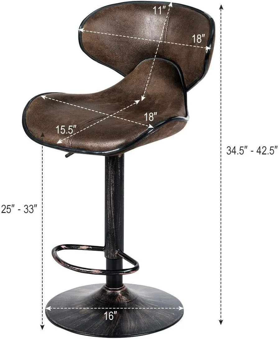 Giantex Vintage Barstools, Swivel Bar Stool with Backrest, Footrest and Height Adjustable, Counter Barstool for Bar