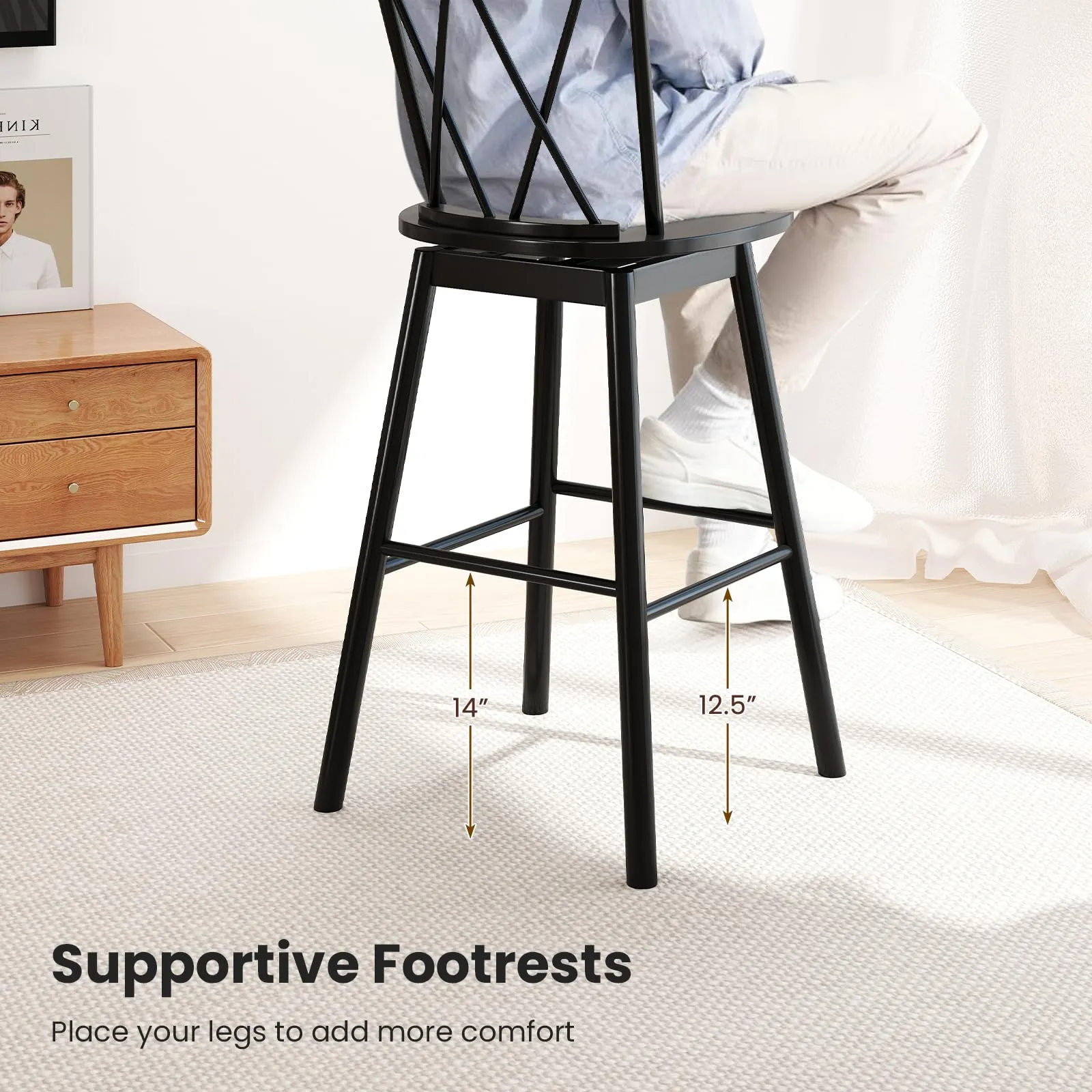 Giantex Windsor Bar Stools Set of 2/4(29"/24")