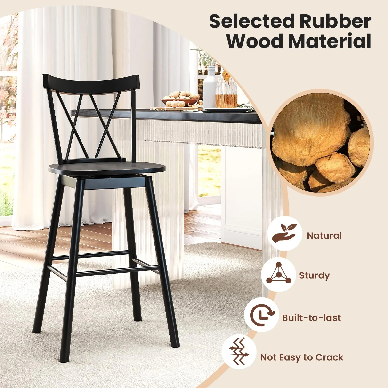 Giantex Windsor Bar Stools Set of 2/4(29"/24")