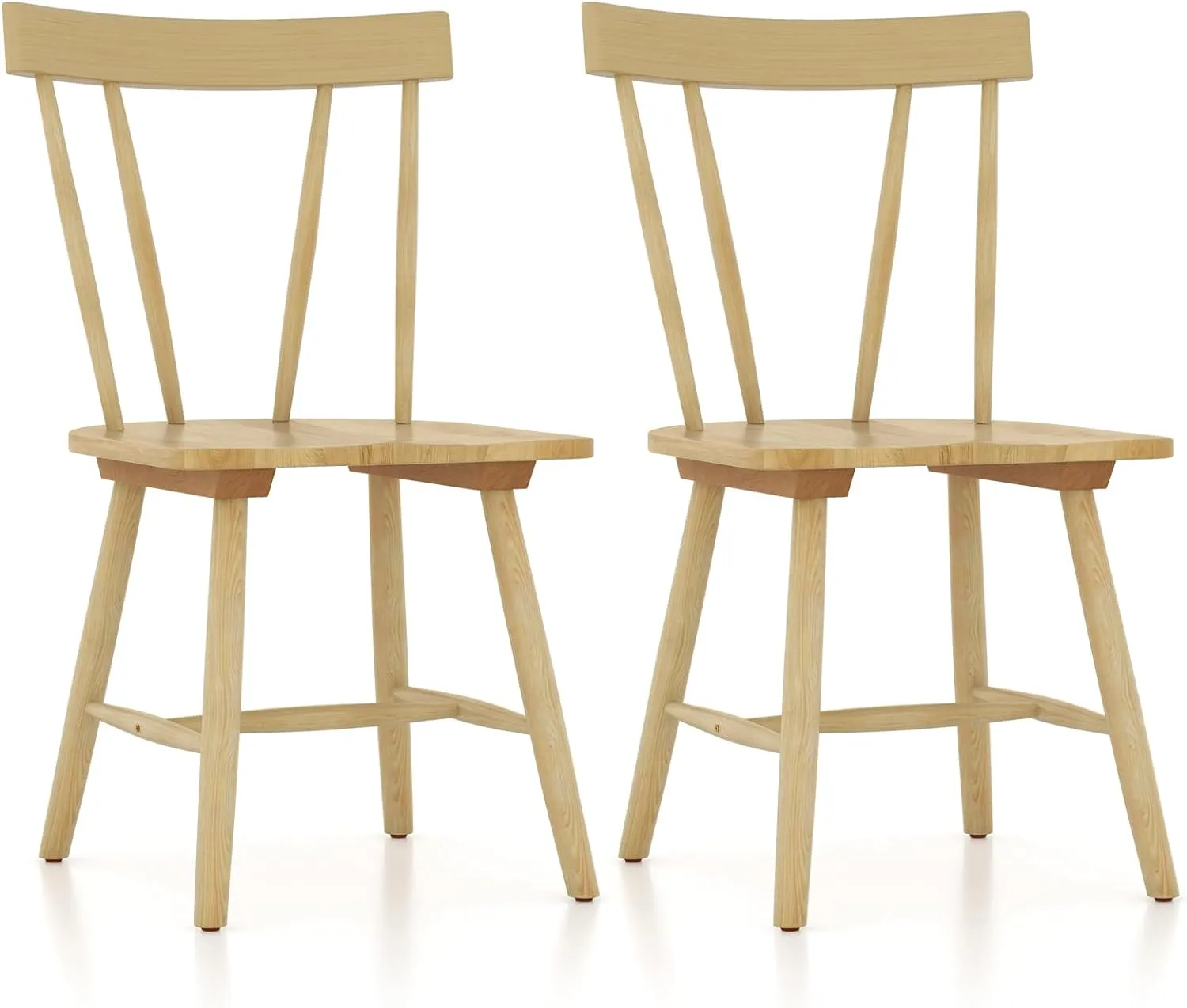 Giantex Windsor Chairs, Armless Dining Chairs with Solid Rubber Wood Frame