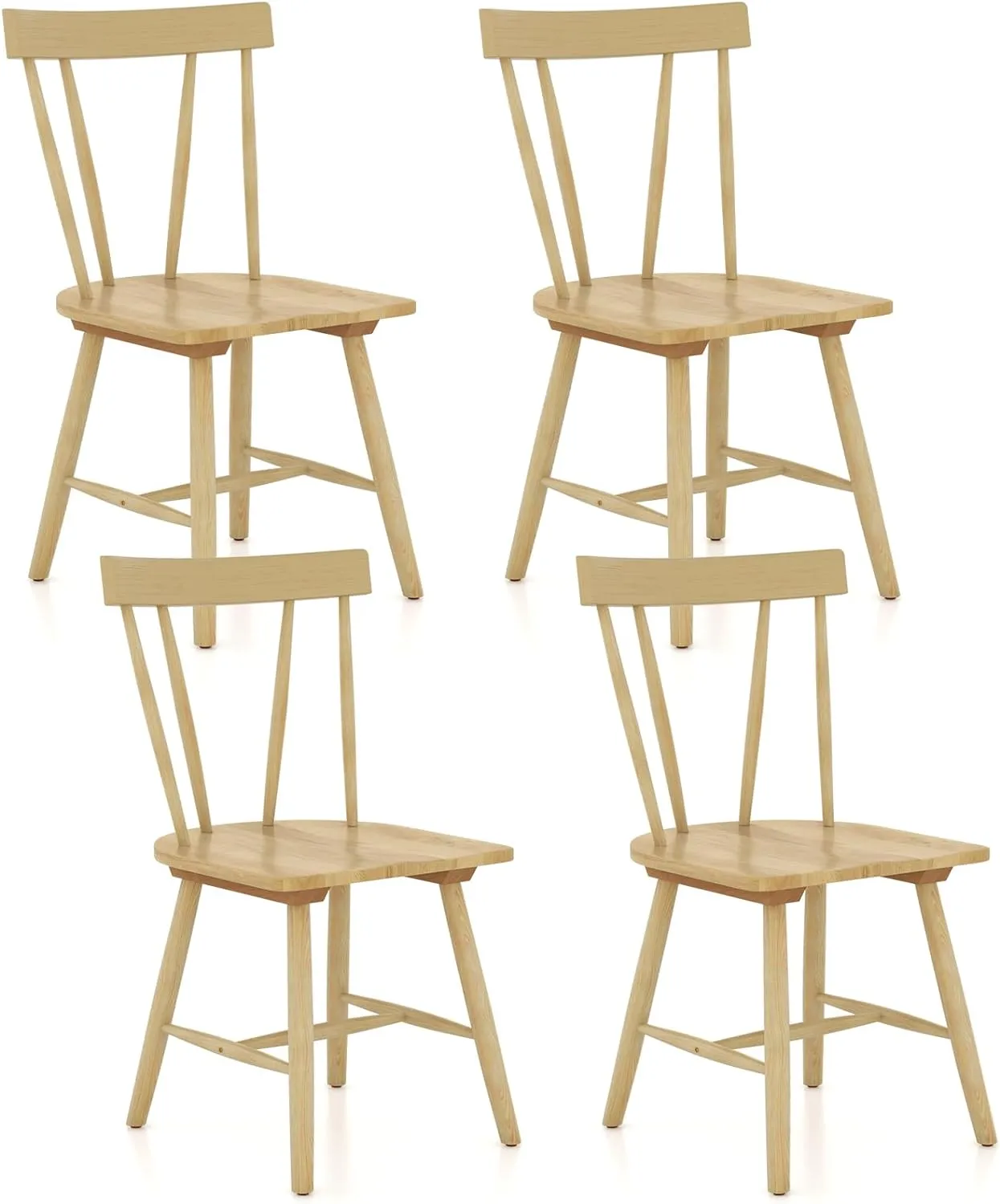 Giantex Windsor Chairs, Armless Dining Chairs with Solid Rubber Wood Frame