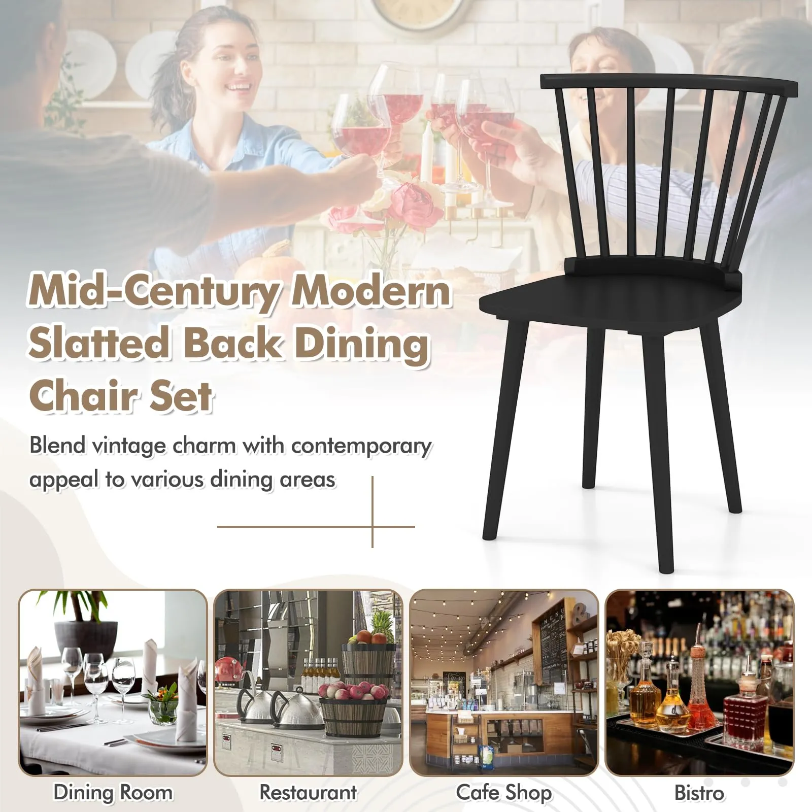 Giantex Windsor Dining Chairs Set for Home Living Room