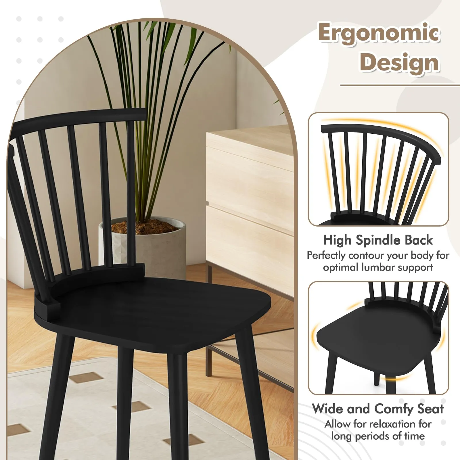 Giantex Windsor Dining Chairs Set for Home Living Room