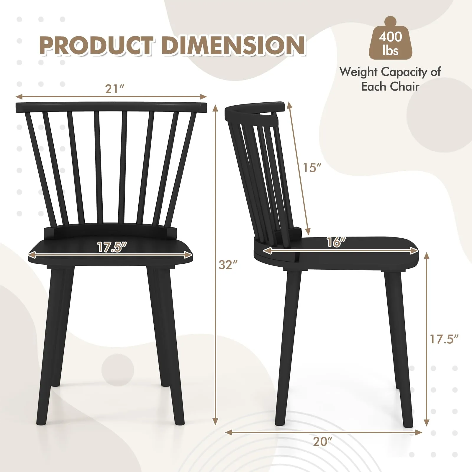 Giantex Windsor Dining Chairs Set for Home Living Room