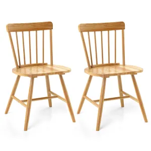 Giantex Windsor Dining Chairs Set of 2/4, Farmhouse Kitchen Chairs w/Rubber Wood Frame, Elegant Hollowed Backrest set of dining chairs, wooden chairs
