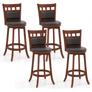 Giantex Wood Bar Stools Set, 31" Swivel Bar Height Barstools w/Back, Rubber Wood Frame kitchen barstool, adjustable bar stool