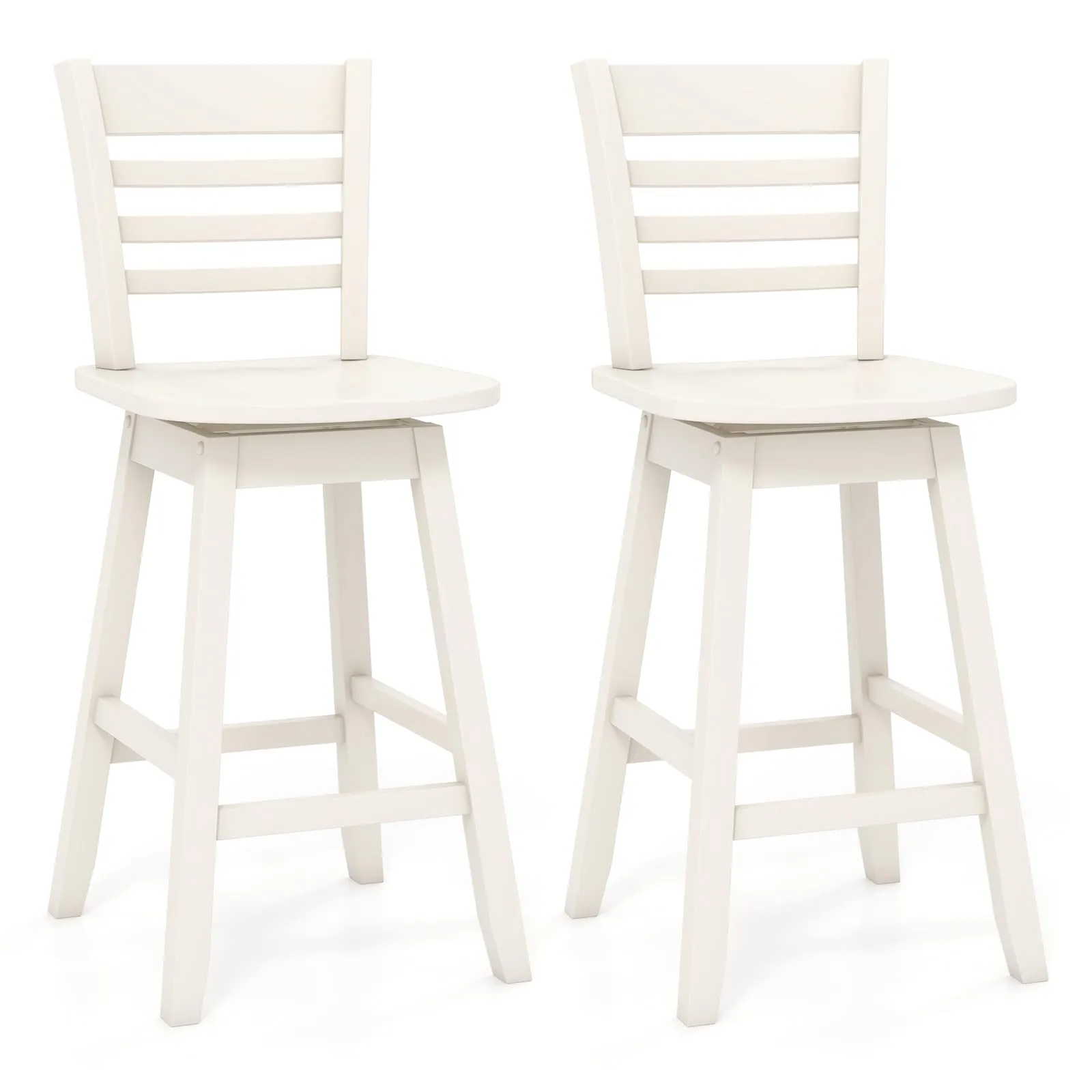 Giantex Wood Bar Stools, Swivel Counter Height Bar Stools with Slatted Hollow Back & Ergonomic Contoured Seat kitchen barstool, adjustable bar stool