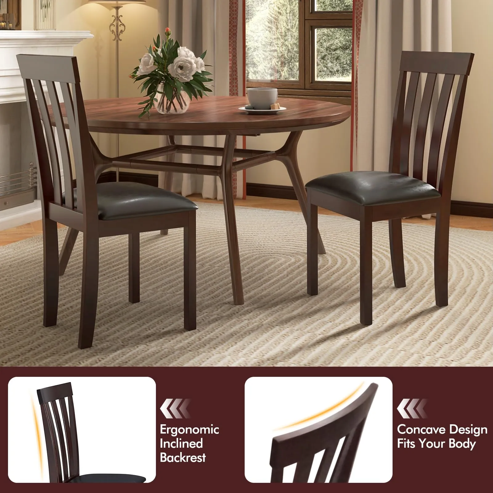 Giantex Wood Dining Chair, Mid Century Dining Side Chairs for Kitchen, Dining Room, Restaurant